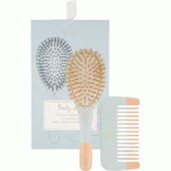 Bachca Baby Kit Brush 100% Boar Small Size Wooden Comb Blue