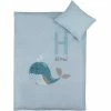 Borg Design Baby Sengetøj 70x100 Cm - Blå Hval - 2 -Baby Jogger butik Borg Design Baby sengetoej 70x100 cm Blaa Hval 2