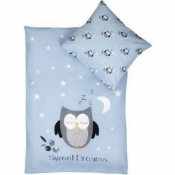 Borg Living Baby Sengetøj 70x100 Cm - Lyseblå Ugle - 2