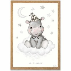 Hippopotamus Baby Poster A4 21x29.7cm