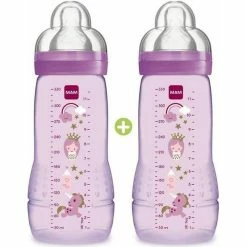 Mam Easy Active 2nd Age Colourful Baby Bottle 330 Ml Från 6 Månader Flow Teat X Set Of 2 Girl