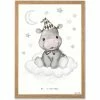 Mouse & Pen Hippopotamus Baby Poster A3 29.7x42cm -Baby Jogger butik Mouse Pen Hippopotamus Baby Poster A3 29.7x42cm