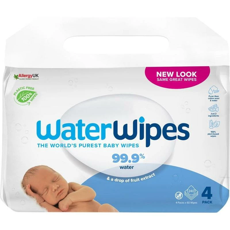 WaterWipes Sensitive Newborn Biodegradable Baby Wipes 4x60pcs 3 WaterWipes Sensitive Newborn Biodegradable Baby Wipes 4x60pcs